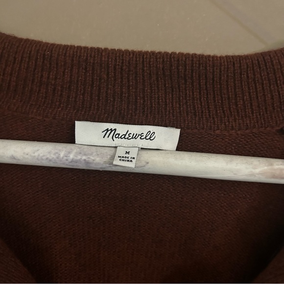 Madewell David Polo Sweater, red/brown, Size Medium - Picture 2 of 2